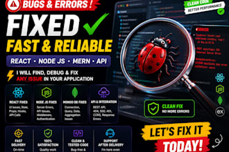 fix react node js and mern bugs errors and API issues