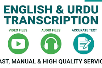 accurately transcribe english and urdu audio or video