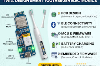 design smart toothbrush pcb, ble, mcu, battery charging and embedded firmware