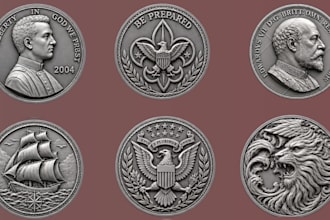 create custom 3d coin model bas relief medallion coin stl file for 3d printing