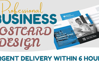 design professional business postcard, promotional postcard and direct mail