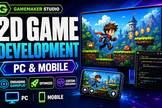 develop a quality 2d games for you in gamemaker studio with custom mechanics