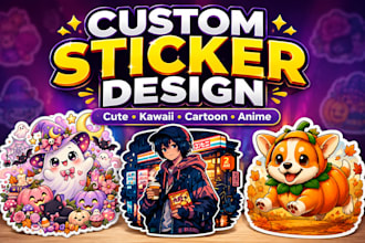 create custom sticker designs and cute sticker illustrations