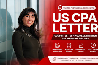 verified US CPA letter, comfort letter, income verification as licensed CPA