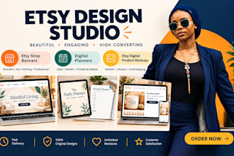 do etsy banner, digital planner, etsy digital product mockup