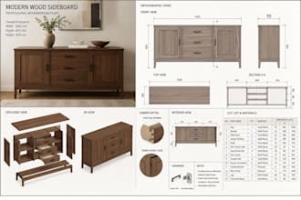 create a professional woodworking plans, furniture, cabinet and shop drawing