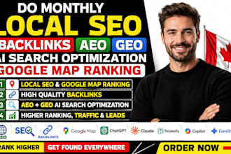 do monthly local SEO backlinks aeo GEO ai search optimization google map ranking
