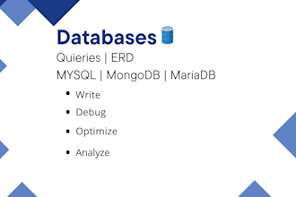 design database, write sql queries, and fix database issues