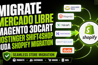 migrate mercado libre magento 3dcart hostinger shift4shop duda shopify migration
