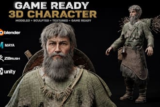 create game ready 3d character for unreal engine 5 and unity game asset