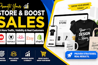 promote redbubble, teepublic, teespring, etsy and shopify stores