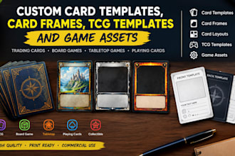 design custom card templates, card frames, tcg templates and game assets