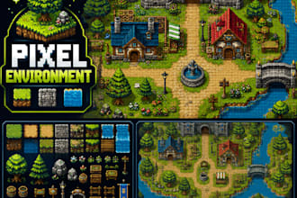 create pixel tileset pixel environment 8bit 16bit pixel top down game tilemap