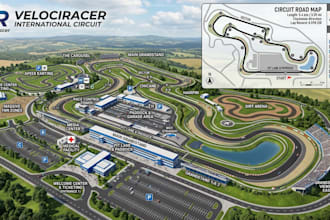 do custom race track circuit design road map motorsport and 3d sport complex map