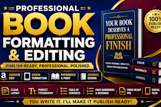 do ebook formatting, book editing amazon KDP journal design paperback formatting