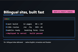 build a fast bilingual business website in nextjs and react