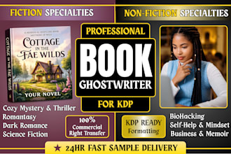 ghostwrite fiction novel or non fiction book for KDP