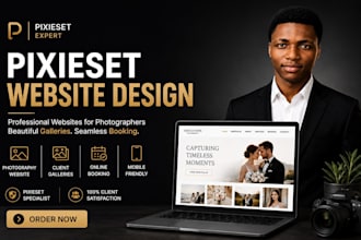 design a pixieset photography website, client gallery and booking system