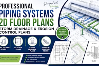 piping design, isometric, piping layout, drainage plan, piping, storm drainage
