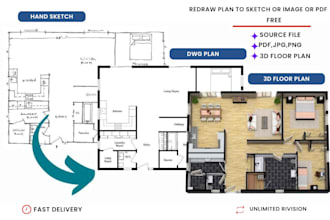 redraw floor plan and architectural drawing in autocad