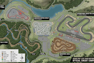 design f1, karting, motocross, rally and custom motorsport circuit maps