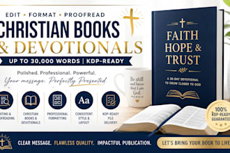 christian book editing proofreading formatting devotional journal memoir editor
