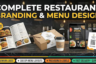 design modern restaurant branding, food menu design, and packaging