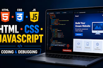 write and debug HTML CSS and javascript code