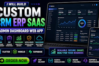 build custom crm erp saas admin dashboard web app with flutter, nodejs, supabase