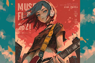 make vector minimalist anime for album cover logo wallpaper