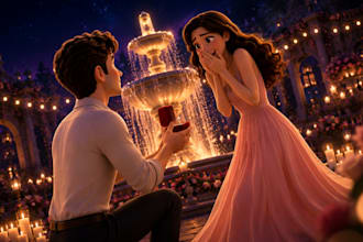 make a romantic ai animated proposal video weeding proposal for your love story