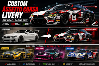 design custom assetto corsa livery,liveries for iracing car wrap and racing skin