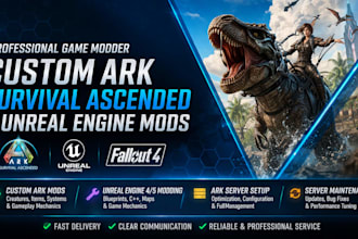 create custom ark survival ascended mods and creature mods in unreal engine 5