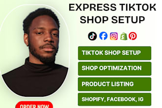 rapidly setup tiktok shop, shopify dropshipping,  facebook instagram shop setup
