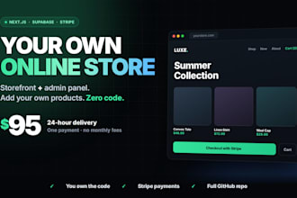 build a modern ecommerce website with admin panel and stripe checkout