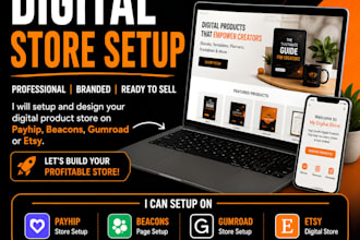 setup and design your payhip beacons etsy or gumroad store