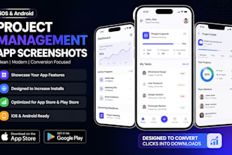 design project management app screenshots for ios and android