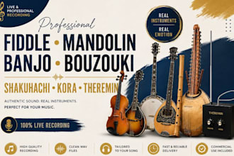 record professional fiddle mandolin banjo bouzouki shakuhachi kora and theremin