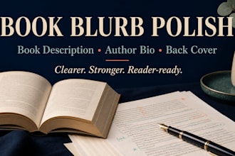 proofread and polish your book description author bio and back cover copy