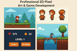 draw pixel game UI, hud, menus, game assets, UI layout, backgrounds , gui, icons