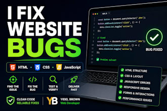 professionally fix HTML CSS and javascript bugs on your website