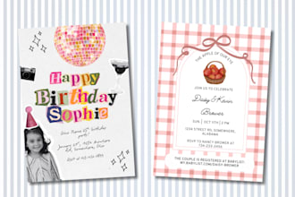 design a custom baby shower, wedding, party invitation