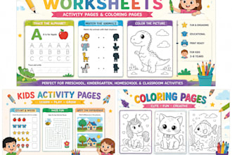 create printable kids activity worksheets, coloring pages