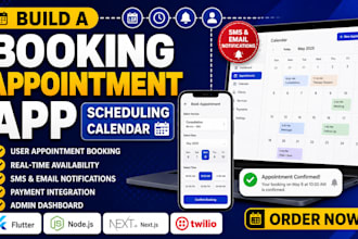 build a booking appointment app scheduling calendar twilio flutter nodejs nextjs