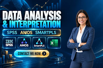 do data analysis, interpretation of research, report by spss, amos or smartpls