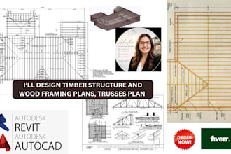 design timber structure and wood framing plans, trusses plan