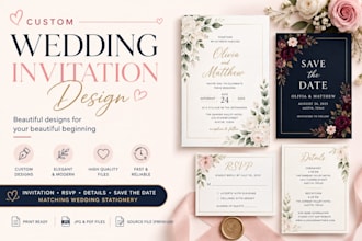 design a custom wedding invitation and stationery
