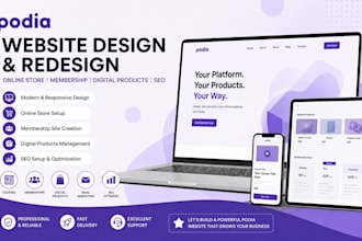 do podia website design redesign online store membership digital products SEO