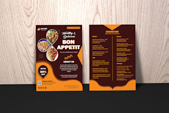 design modern food menu flyer and restaurant menu card