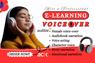 do emotional text audio female voiceover e learning course narration voice actor